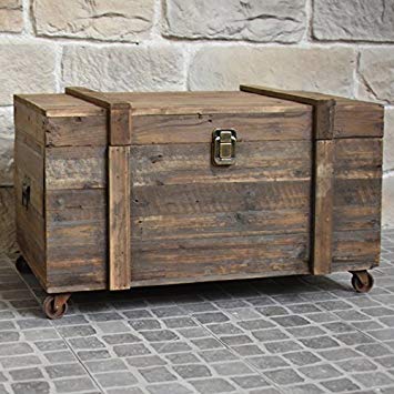 Table basse malle bois