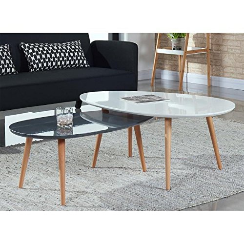Stone table basse scandinave laquée rose pastel brillant