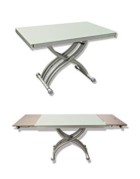 Table basse relevable verre alu
