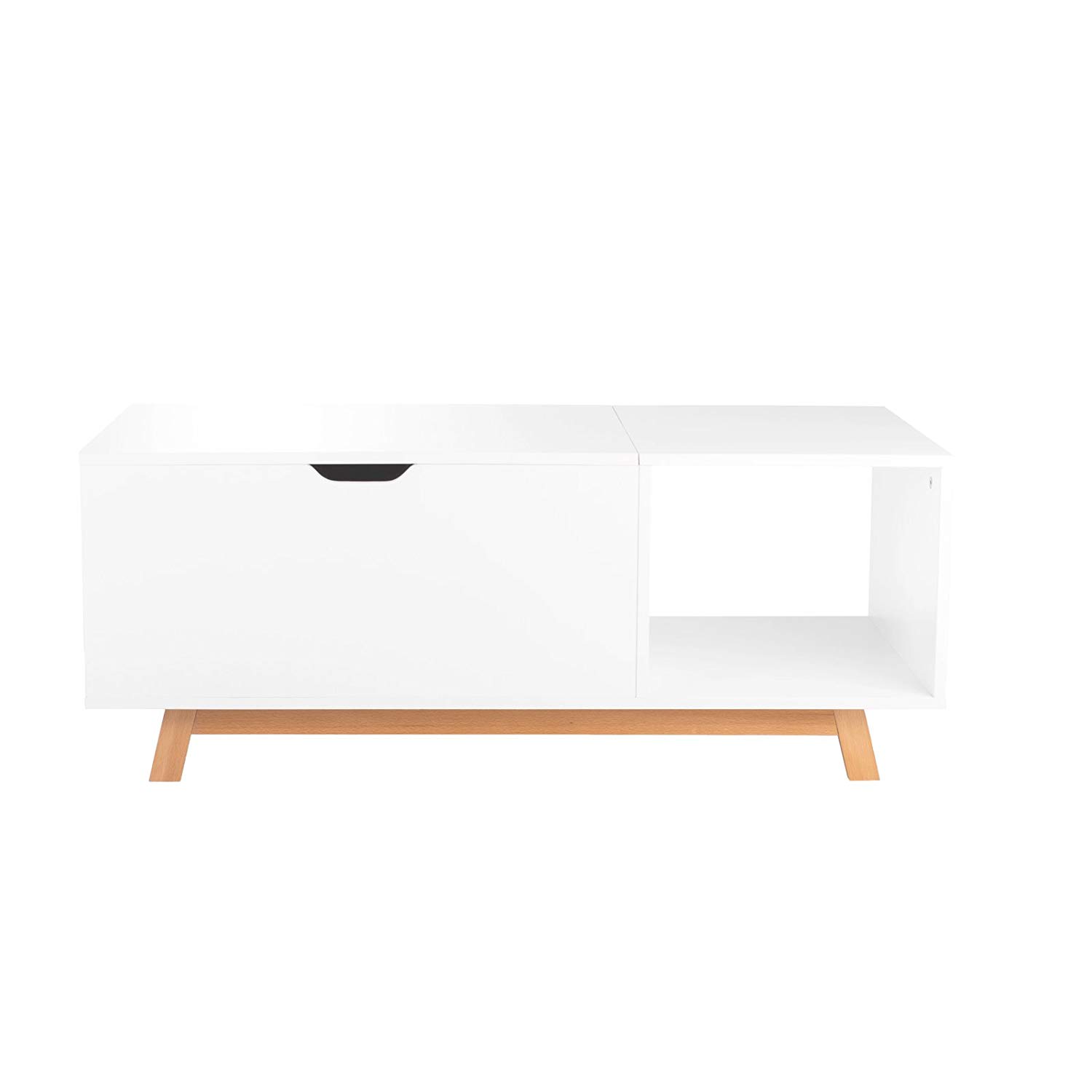 Gossa table basse style scandinave avec plateau évolutif blanc