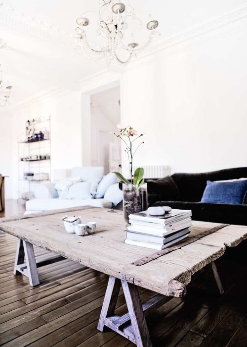 Tréteau bois table basse