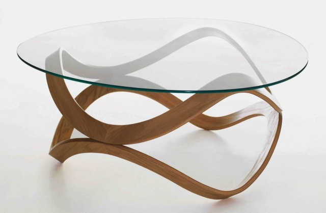 Table basse design verre bois