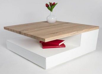 Table basse en bois et blanc