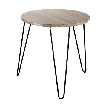 Table basse ronde bois pieds metal