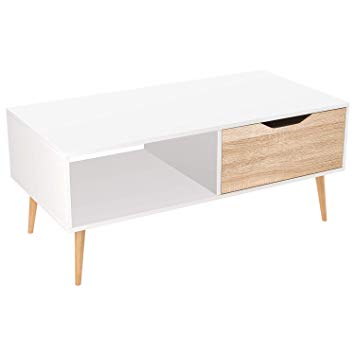 Table basse scandinave blanc bois