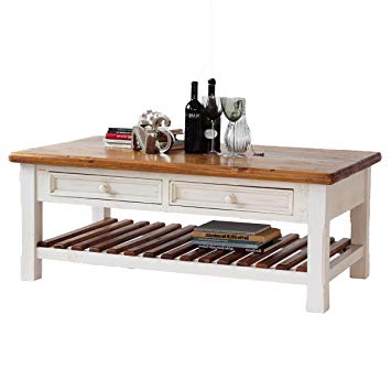 Table basse bois vieilli massif