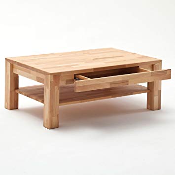 Table basse en bois massif avec tiroirs