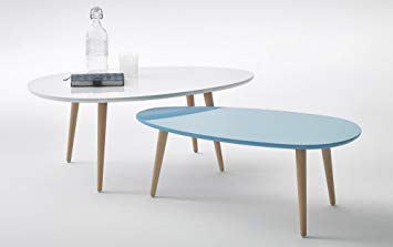 Table basse gigogne scandinave bleu