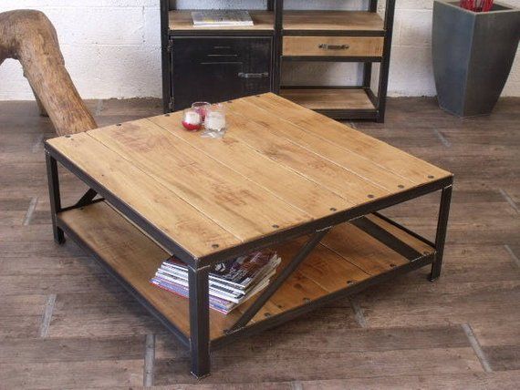 Table basse carré bois