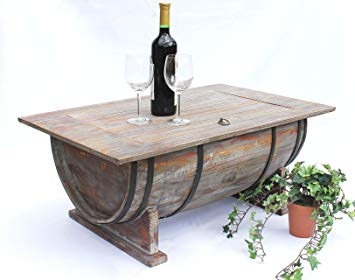 Table basse tonneau bois