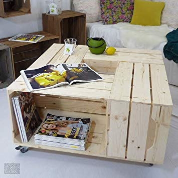 Table basse caissette bois
