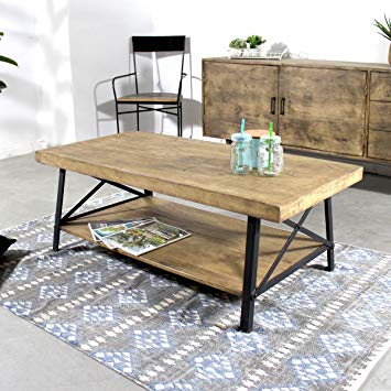 Table basse bois double plateau