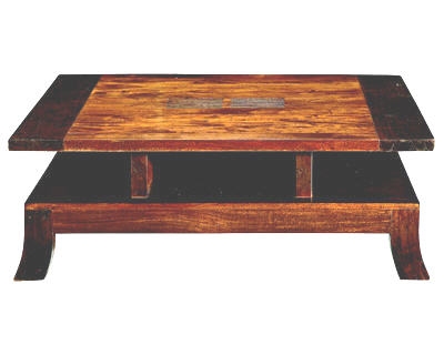 Table basse bois et chiffons acacia