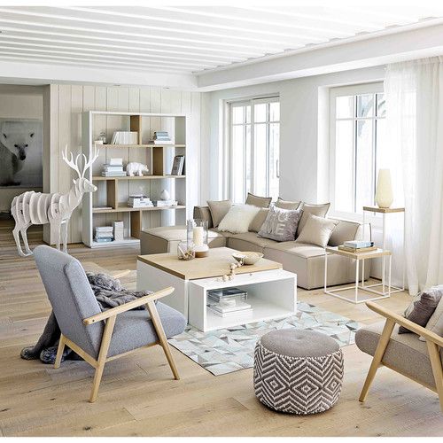 Table basse avec tiroir style scandinave fjord blanc