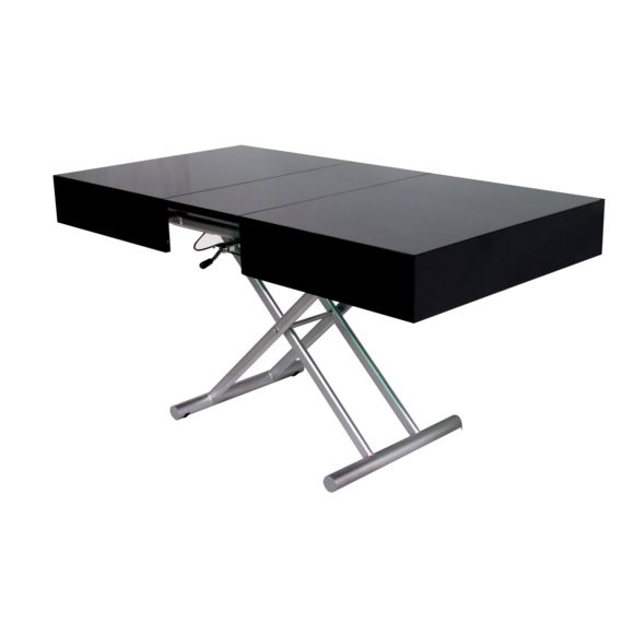 Table basse relevable extensible blanche laquée smart