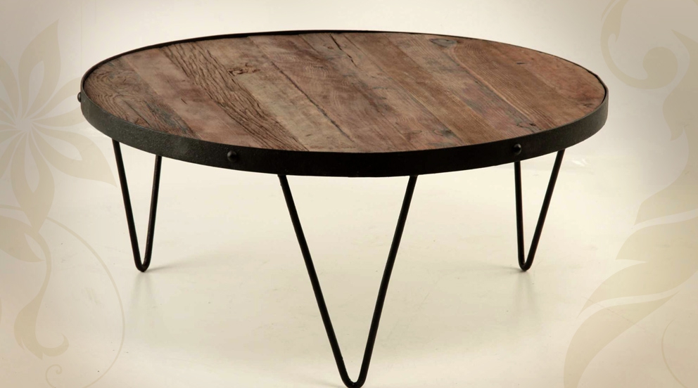 Petite table basse ronde bois brut