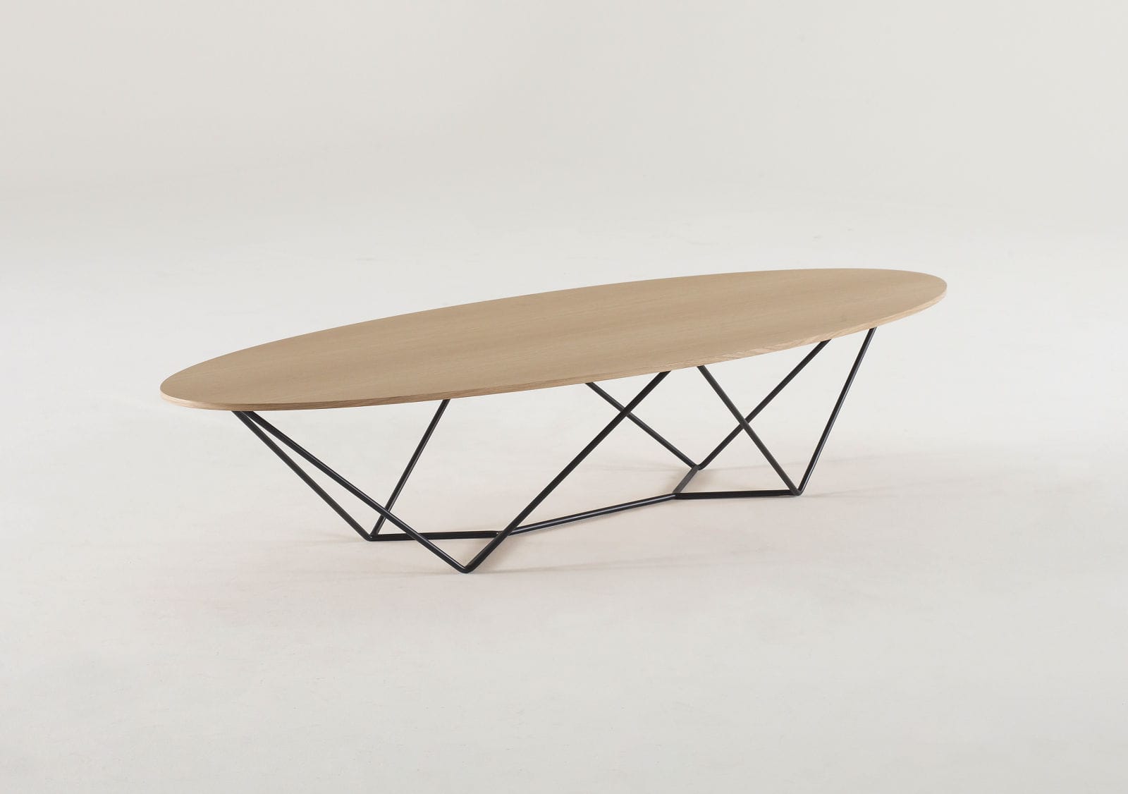 Table basse bois metal ovale
