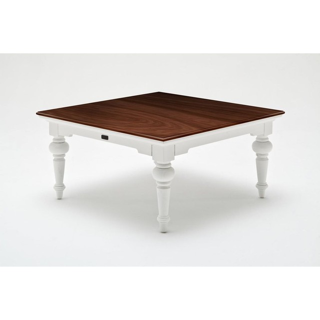 Table basse carré bois et blanc