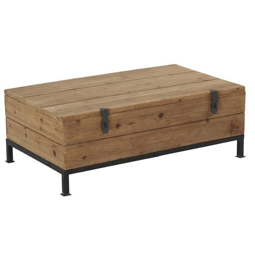 Table basse coffre bois métal