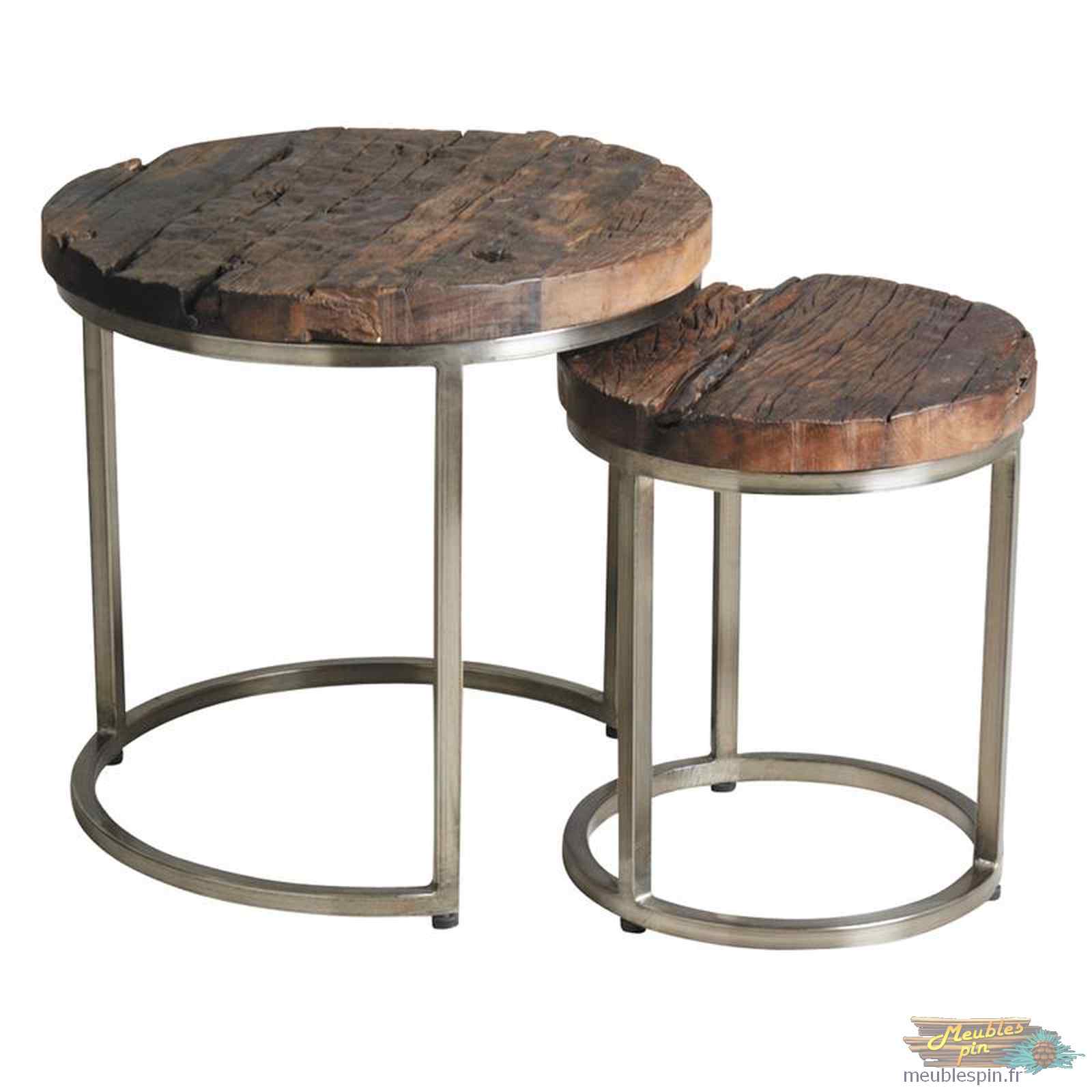 Table basse gigogne bois et métal