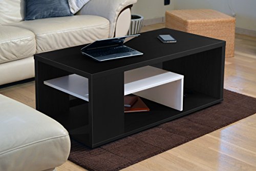 Table basse noir blanc bois