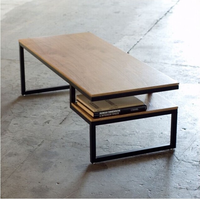 Table basse bois et fer forgé
