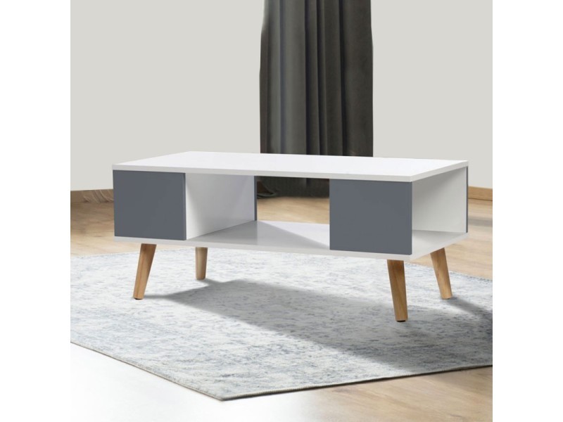 Table basse blanche et bois conforama