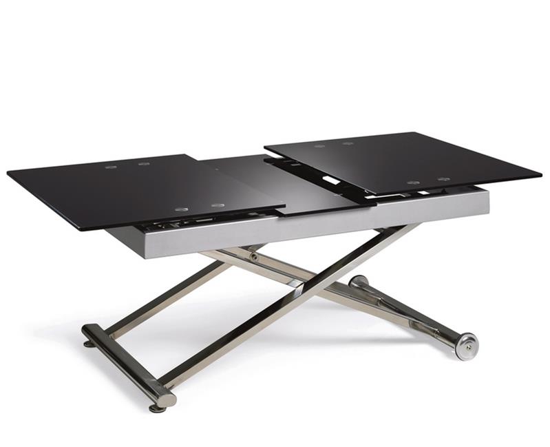 Table basse relevable en verre