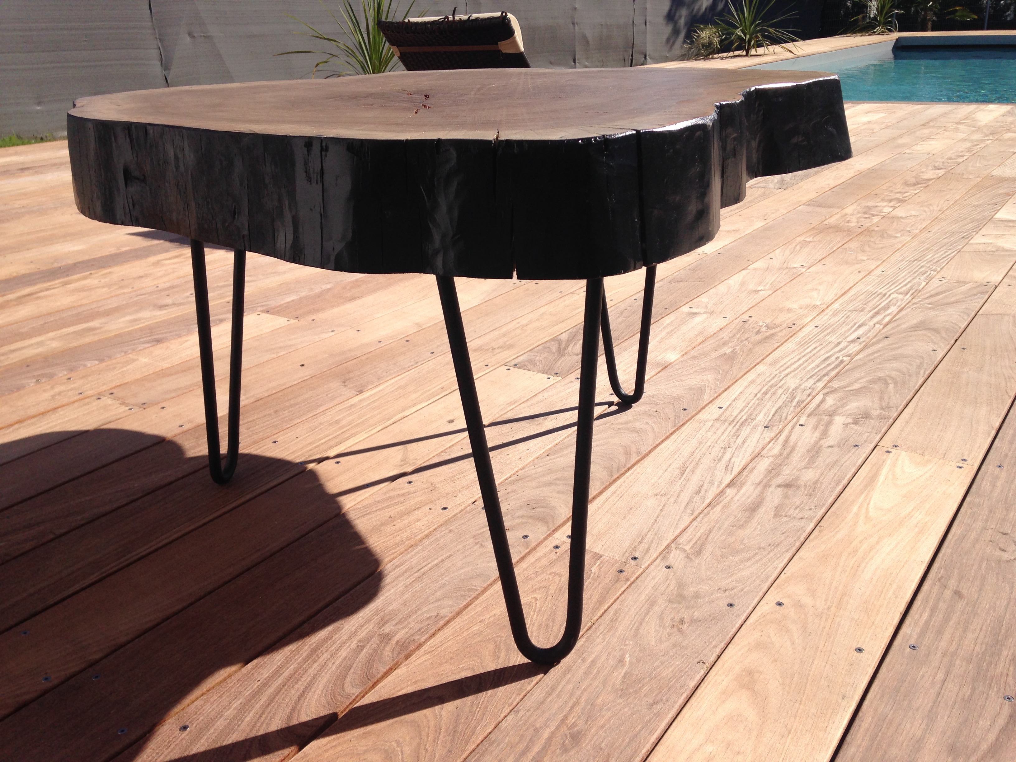 Tranche de bois table basse