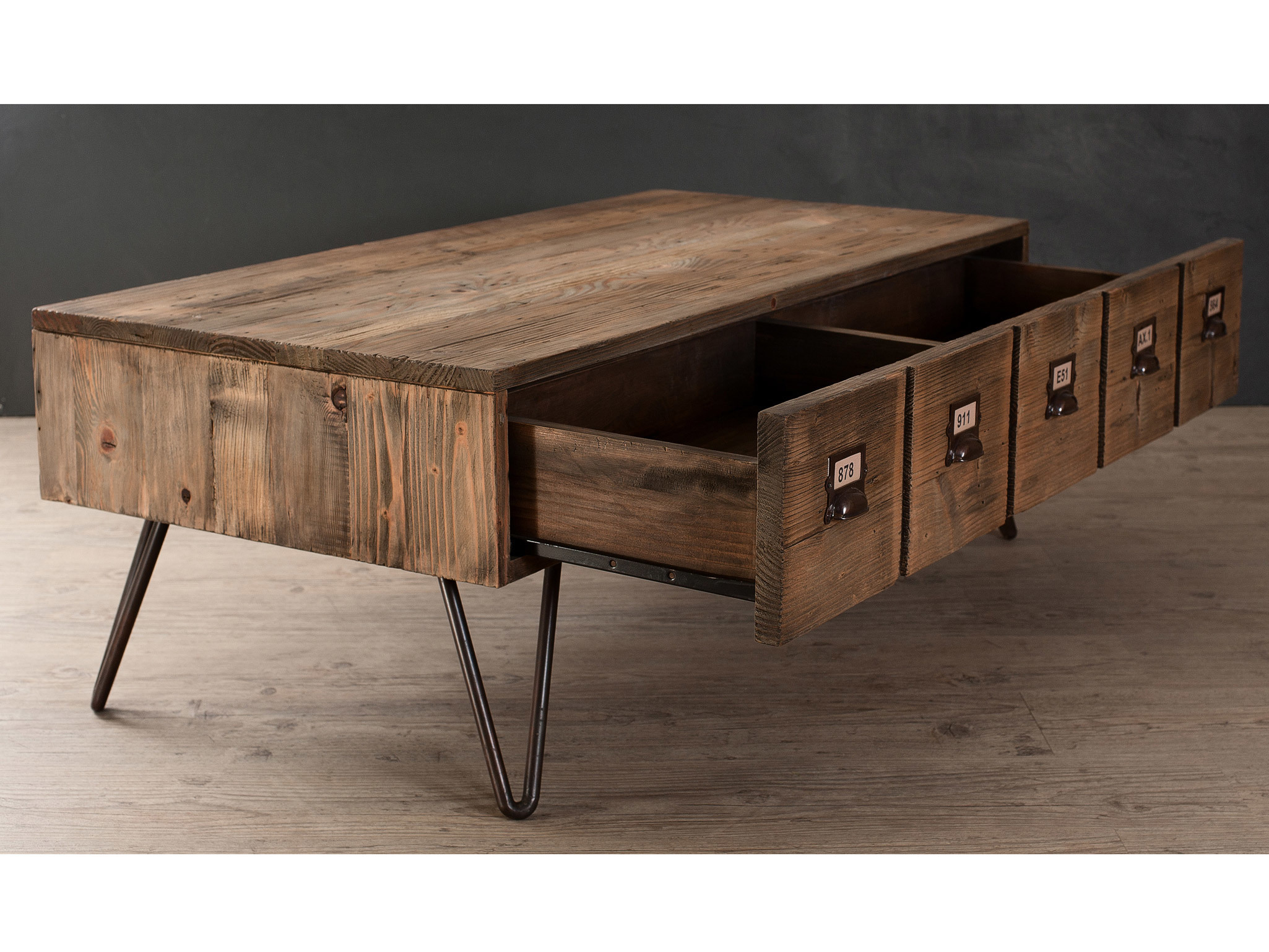 Drawer table basse bois et métal xl indi