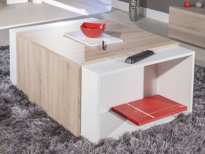 Table basse bois noir et blanc