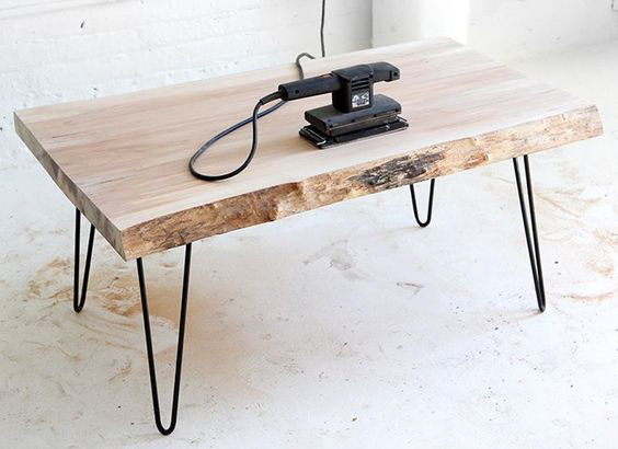 Table basse bois pieds epingle