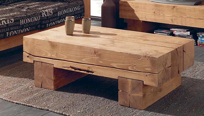 Table basse bois recyclé cocktail scandinave