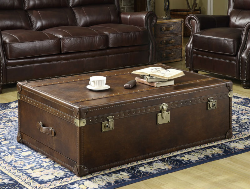 Table basse malle bois