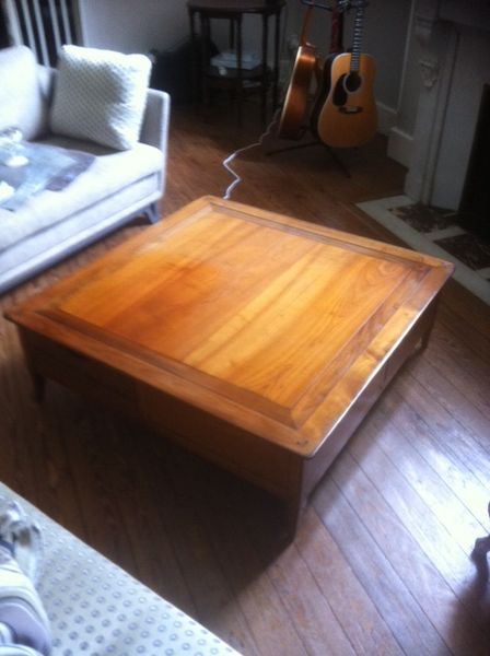 Table basse bar ronde bois