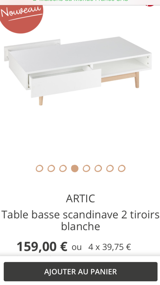 Melbourne table basse ronde scandinave en mdf placage chêne verni et métal noir - 90x90 cm
