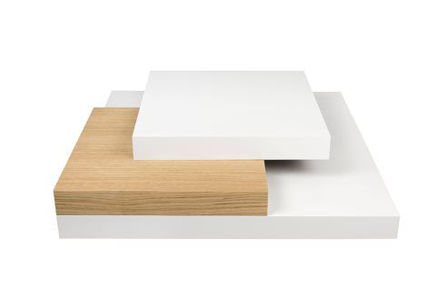 Table basse blanc mat et bois