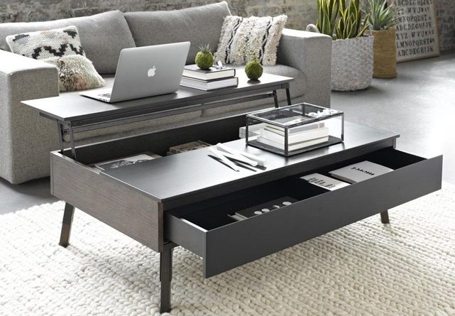 Table basse avec plateau relevable bois