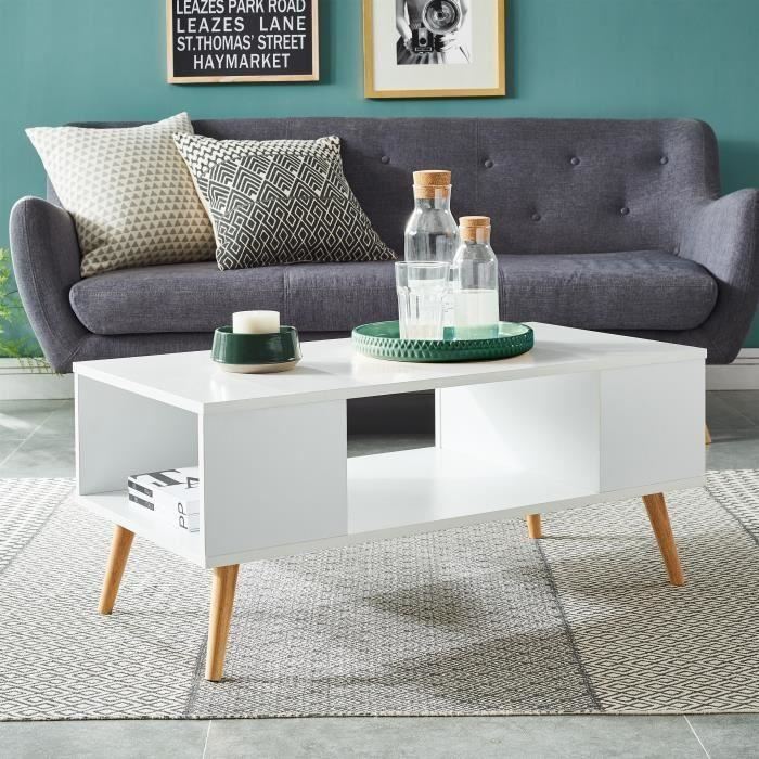 Table basse bois brut blanc
