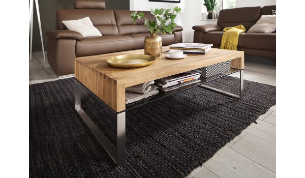 Table basse en bois et en verre