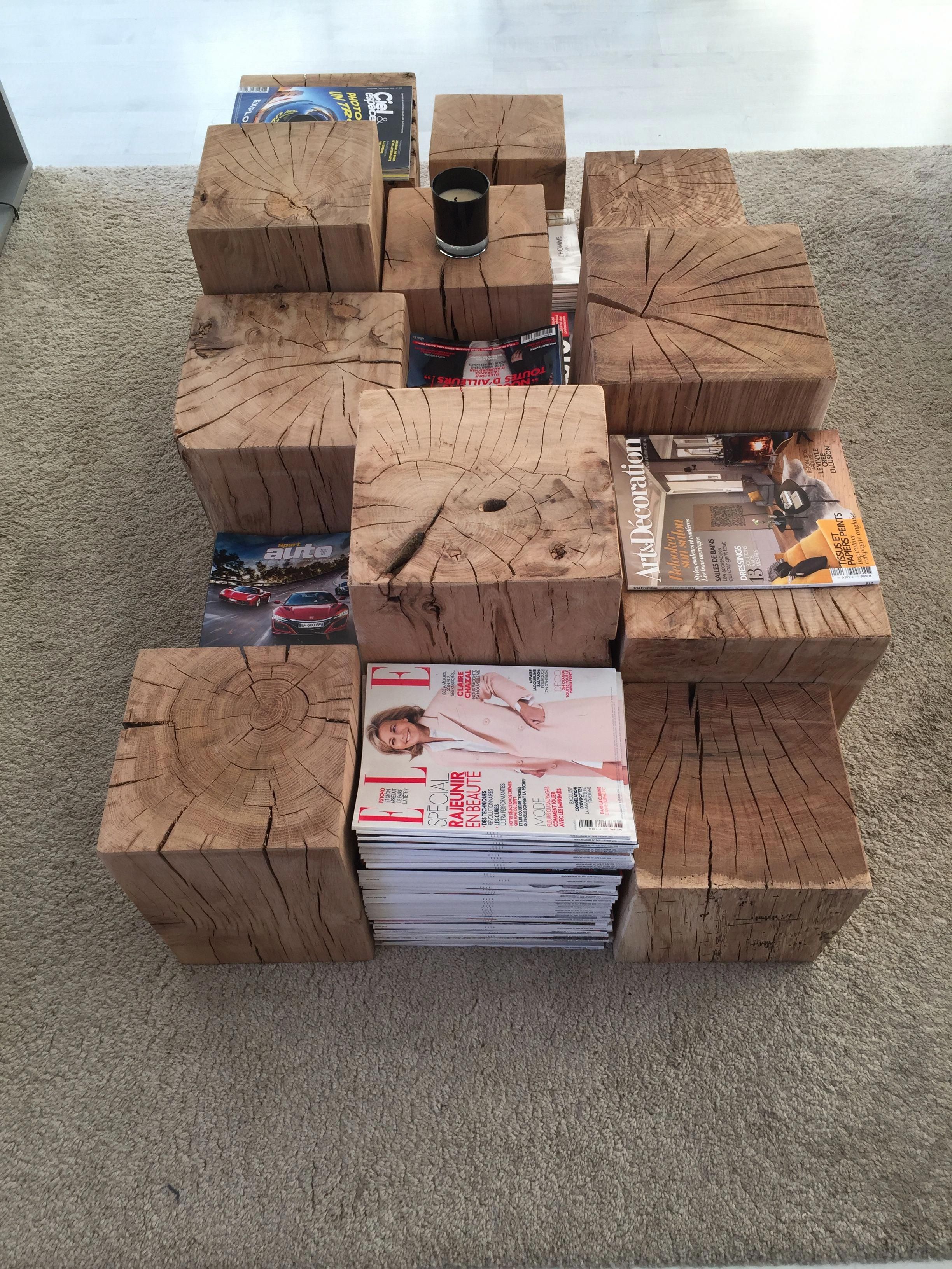 Table basse cube de bois