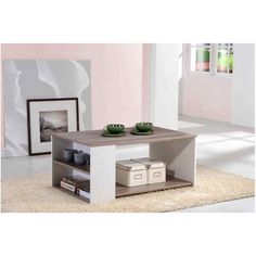 Table basse en bois blanc et naturel leader