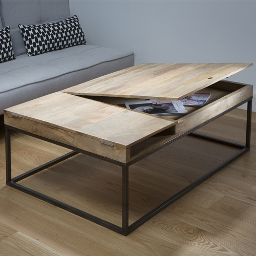 Table basse bois acier pas chere