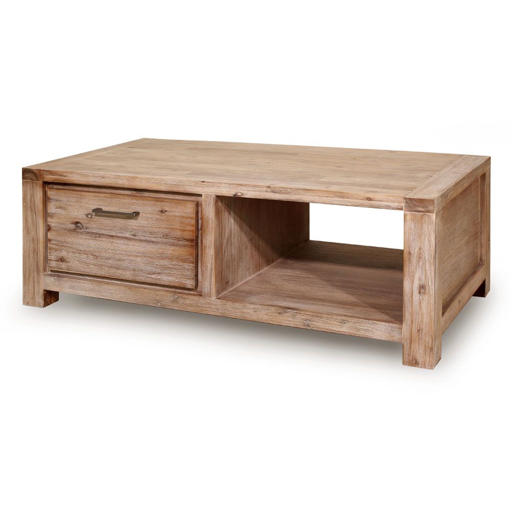 Table basse en bois avec tiroirs