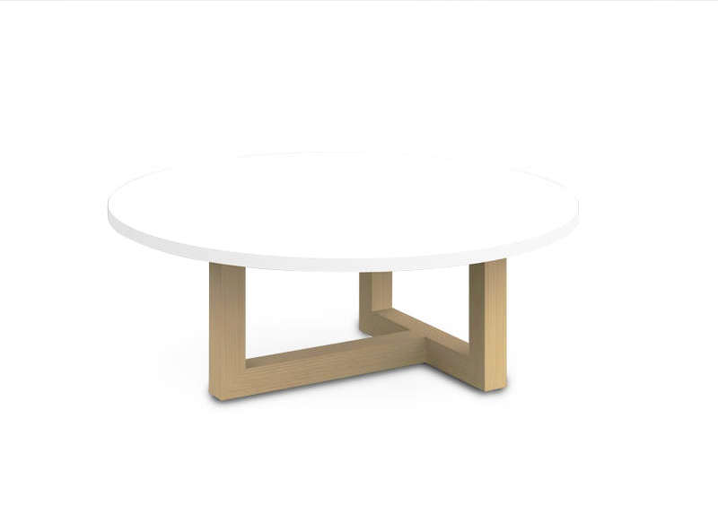 Table basse bois et blanc ronde