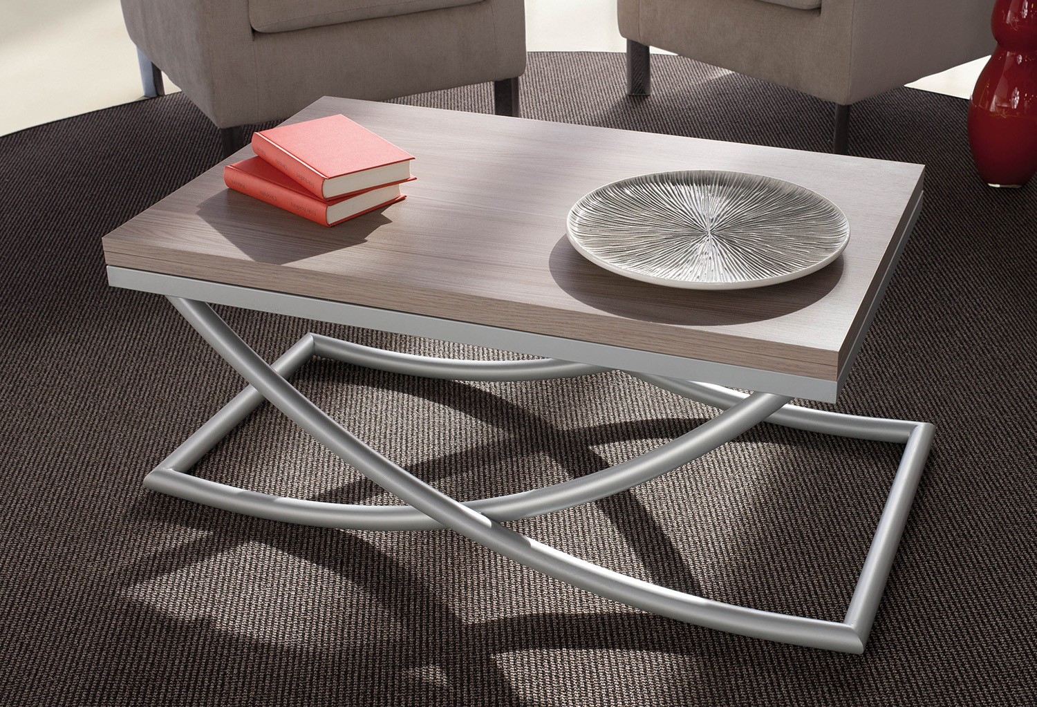 Table basse relevable blanc laqué fly