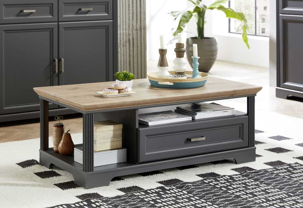 Table basse bois clair graphite
