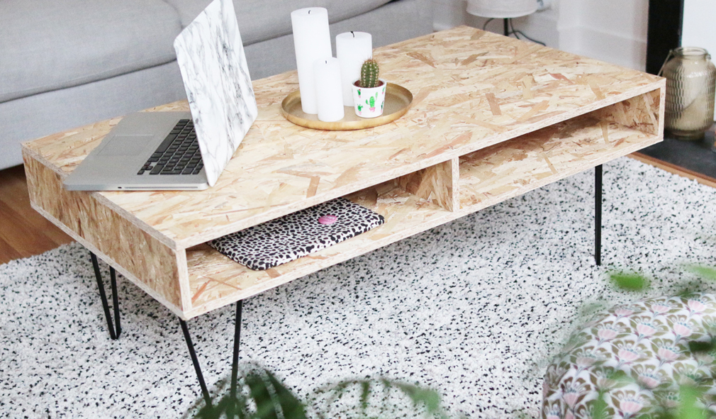 Table basse bois metal diy