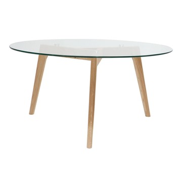 Table basse verre et bois ronde