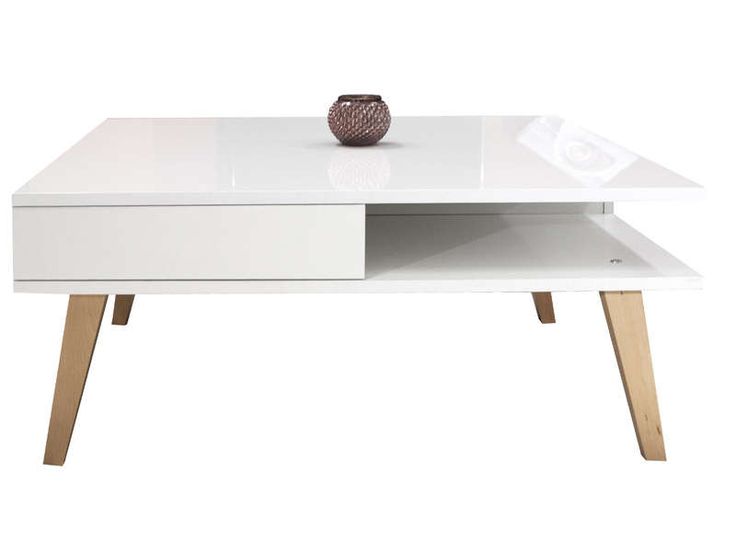 Table basse blanche et bois conforama